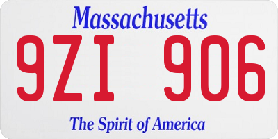 MA license plate 9ZI906