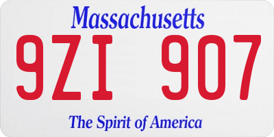 MA license plate 9ZI907