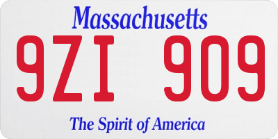 MA license plate 9ZI909