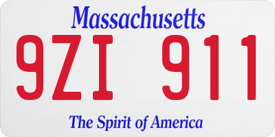 MA license plate 9ZI911