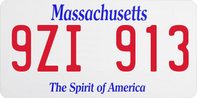 MA license plate 9ZI913