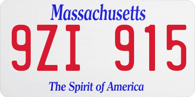 MA license plate 9ZI915