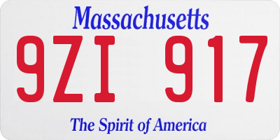 MA license plate 9ZI917