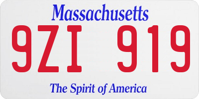 MA license plate 9ZI919