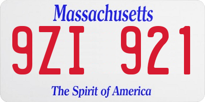 MA license plate 9ZI921