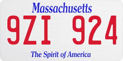 MA license plate 9ZI924