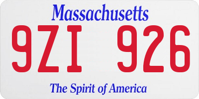 MA license plate 9ZI926