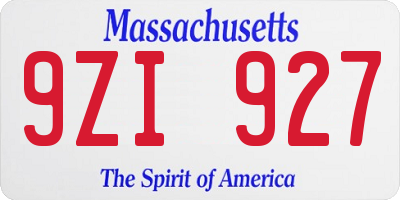 MA license plate 9ZI927