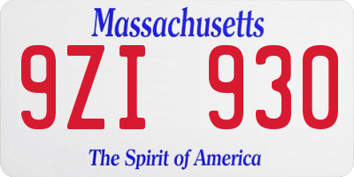 MA license plate 9ZI930