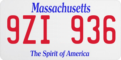 MA license plate 9ZI936