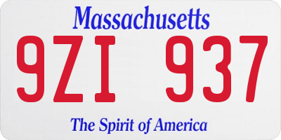 MA license plate 9ZI937