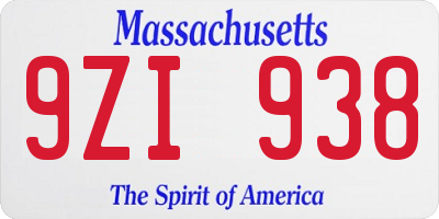MA license plate 9ZI938