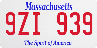 MA license plate 9ZI939