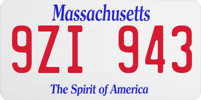 MA license plate 9ZI943