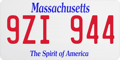 MA license plate 9ZI944