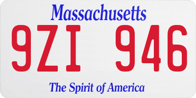 MA license plate 9ZI946