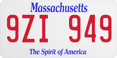 MA license plate 9ZI949