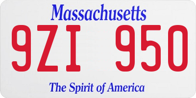 MA license plate 9ZI950