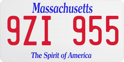 MA license plate 9ZI955