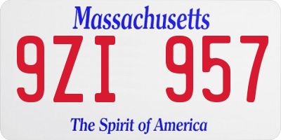MA license plate 9ZI957