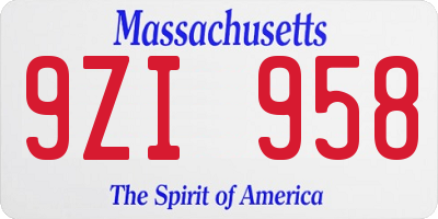 MA license plate 9ZI958