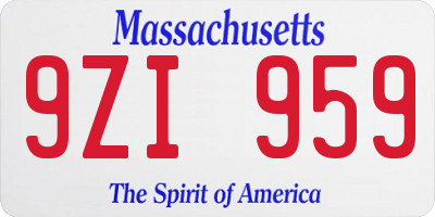 MA license plate 9ZI959