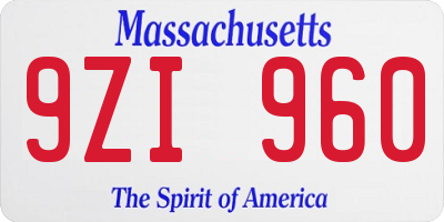MA license plate 9ZI960