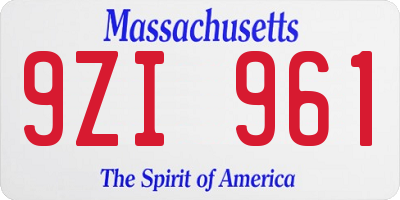MA license plate 9ZI961