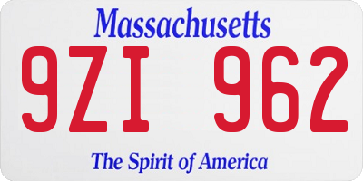 MA license plate 9ZI962