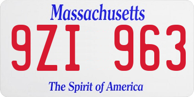 MA license plate 9ZI963