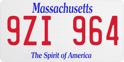 MA license plate 9ZI964
