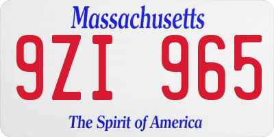 MA license plate 9ZI965