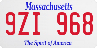 MA license plate 9ZI968