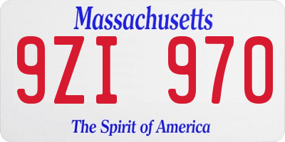 MA license plate 9ZI970