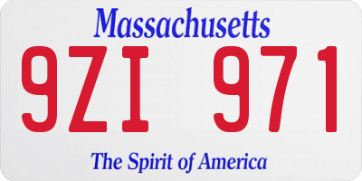 MA license plate 9ZI971