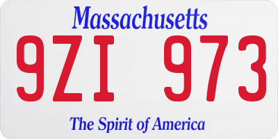 MA license plate 9ZI973