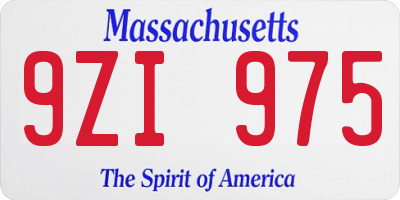 MA license plate 9ZI975