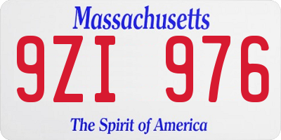 MA license plate 9ZI976