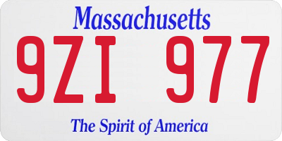 MA license plate 9ZI977