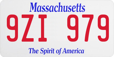 MA license plate 9ZI979