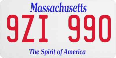 MA license plate 9ZI990