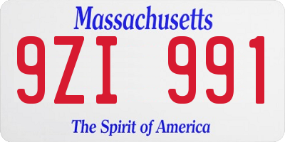 MA license plate 9ZI991