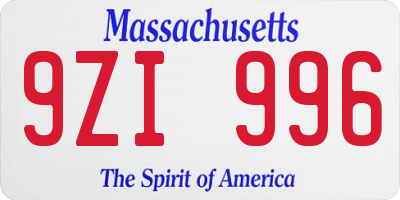 MA license plate 9ZI996