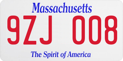 MA license plate 9ZJ008