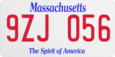 MA license plate 9ZJ056