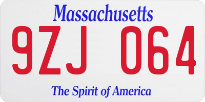 MA license plate 9ZJ064