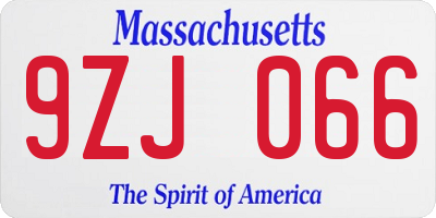 MA license plate 9ZJ066