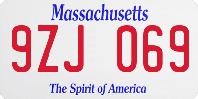 MA license plate 9ZJ069