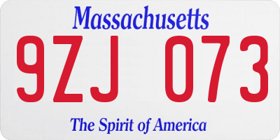 MA license plate 9ZJ073