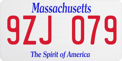 MA license plate 9ZJ079